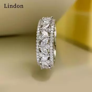 Классическое кольцо Lindon из медного сплава с цирконием, женские ювелирные изделия, свадебный подарок для вечеринки 6 серебряный