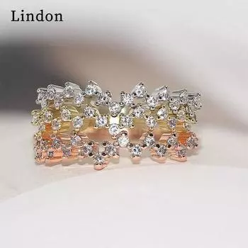 Классическое кольцо Lindon из медного сплава с цирконием, женские ювелирные изделия, свадебный подарок для вечеринки 6