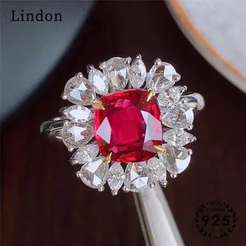 Классическое кольцо Lindon из медного сплава с цирконием, женские ювелирные изделия, свадебный подарок для вечеринки красный