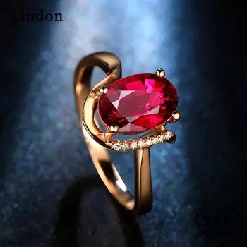 Классическое кольцо Lindon из медного сплава с цирконием, женские ювелирные изделия, свадебный подарок для вечеринки красный