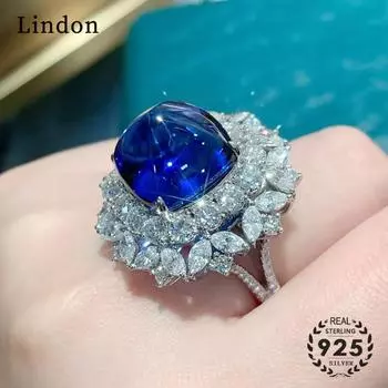 Классическое кольцо Lindon из медного сплава с цирконием, женские ювелирные изделия, свадебный подарок для вечеринки синий