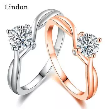 Классическое кольцо Lindon из медного сплава с цирконием, женские ювелирные изделия, свадебный подарок для вечеринки 9 серебряный