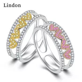Классическое кольцо Lindon из медного сплава с цирконием, женские ювелирные изделия, свадебный подарок для вечеринки 9 жёлтый