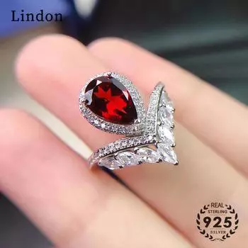 Классическое кольцо Lindon из медного сплава с цирконием, женские ювелирные изделия, свадебный подарок для вечеринки красный