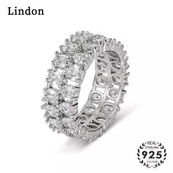 Классическое кольцо Lindon из медного сплава с цирконием, женские ювелирные изделия, свадебный подарок для вечеринки 6 белый