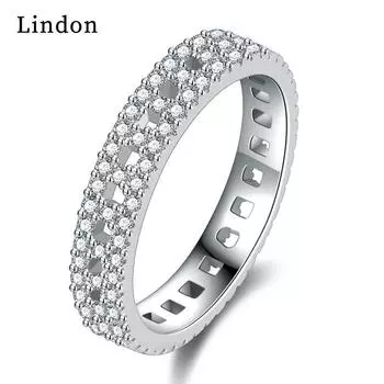 Классическое кольцо Lindon из медного сплава с цирконием, женские ювелирные изделия, свадебный подарок для вечеринки 9 серебряный