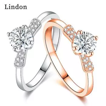 Классическое кольцо Lindon из медного сплава с цирконием, женские ювелирные изделия, свадебный подарок для вечеринки 9 серебряный