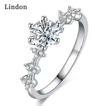 Классическое кольцо Lindon из медного сплава с цирконием, женские ювелирные изделия, свадебный подарок для вечеринки 9 серебряный