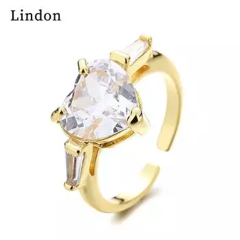 Классическое кольцо Lindon из медного сплава с цирконием, женские ювелирные изделия, свадебный подарок для вечеринки золотой