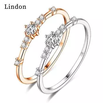 Классическое кольцо Lindon из медного сплава с цирконием, женские ювелирные изделия, свадебный подарок для вечеринки 9 серебряный