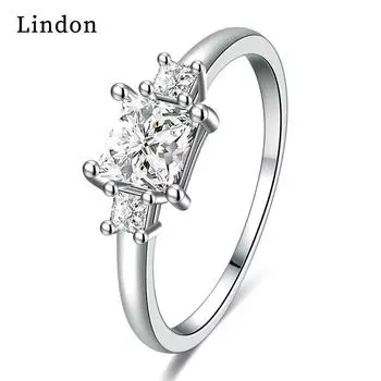 Классическое кольцо Lindon из медного сплава с цирконием, женские ювелирные изделия, свадебный подарок для вечеринки 9 серебряный