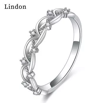 Классическое кольцо Lindon из медного сплава с цирконием, женские ювелирные изделия, свадебный подарок для вечеринки 9 серебряный