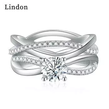 Классическое кольцо Lindon из медного сплава с цирконием, женские ювелирные изделия, свадебный подарок для вечеринки 9 серебряный