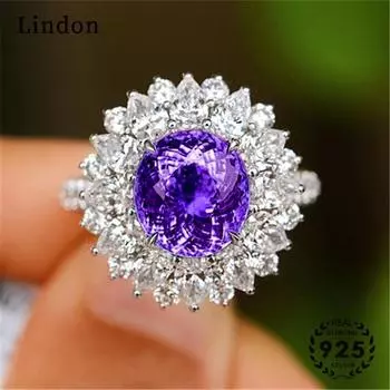 Классическое кольцо Lindon из медного сплава с цирконием, женские ювелирные изделия, свадебный подарок для вечеринки фиолетовый