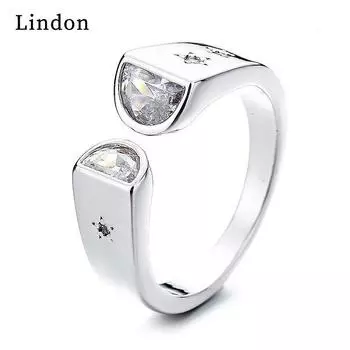 Классическое кольцо Lindon из медного сплава с цирконием, женские ювелирные изделия, свадебный подарок для вечеринки серебряный