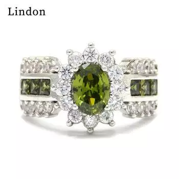 Классическое кольцо Lindon из медного сплава с цирконием, женские ювелирные изделия, свадебный подарок для вечеринки 5 зелёный