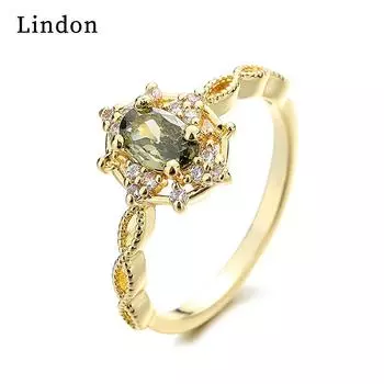 Классическое кольцо Lindon из медного сплава с цирконием, женские ювелирные изделия, свадебный подарок для вечеринки 6 золотой