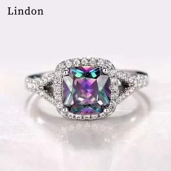 Классическое кольцо Lindon из медного сплава с цирконием, женские ювелирные изделия, свадебный подарок для вечеринки 6 разноцветный