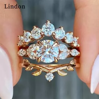 Классическое кольцо Lindon из медного сплава с цирконием, женские ювелирные изделия, свадебный подарок для вечеринки 6 золотой