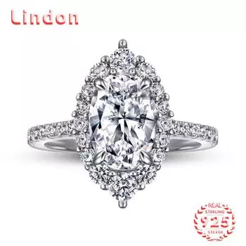 Классическое кольцо Lindon из стерлингового серебра 925 пробы с цирконом, женские украшения, свадебное обещание, подарок для вечеринки 5 серебряный
