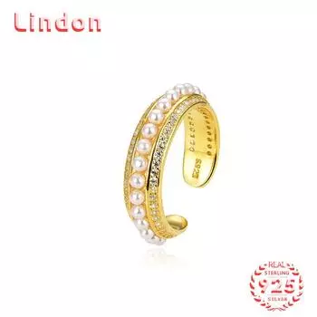 Классическое кольцо Lindon из стерлингового серебра 925 пробы с цирконом, женские ювелирные изделия, свадебный подарок для вечеринки золотой