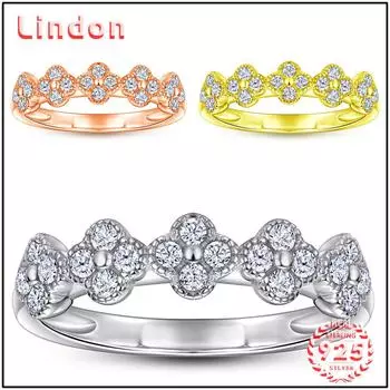 Классическое кольцо Lindon из стерлингового серебра 925 пробы с цирконом, женские украшения, свадебное обещание, подарок для вечеринки 5 серебряный