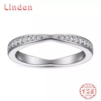 Классическое кольцо Lindon из стерлингового серебра 925 пробы с цирконом, женские украшения, свадебное обещание, подарок для вечеринки 5 серебряный