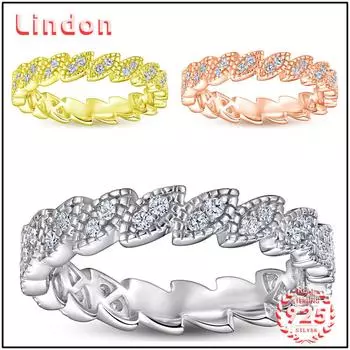 Классическое кольцо Lindon из стерлингового серебра 925 пробы с цирконом, женские украшения, свадебное обещание, подарок для вечеринки 5 серебряный