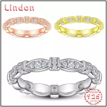 Классическое кольцо Lindon из стерлингового серебра 925 пробы с цирконом, женские украшения, свадебное обещание, подарок для вечеринки 5 серебряный