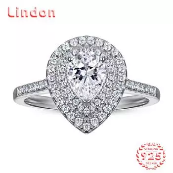 Классическое кольцо Lindon из стерлингового серебра 925 пробы с цирконом, женские украшения, свадебное обещание, подарок для вечеринки 5 белый