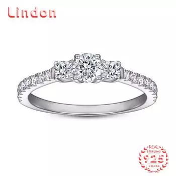 Классическое кольцо Lindon из стерлингового серебра 925 пробы с цирконом, женские ювелирные изделия, свадебный подарок для вечеринки 5 серебряный
