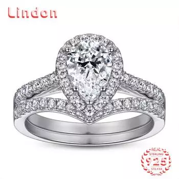 Классическое кольцо Lindon из стерлингового серебра 925 пробы с цирконом, женские ювелирные изделия, свадебный подарок для вечеринки 5 серебряный