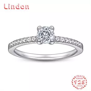 Классическое кольцо Lindon из стерлингового серебра 925 пробы с цирконом, женские ювелирные изделия, свадебный подарок для вечеринки 5 серебряный