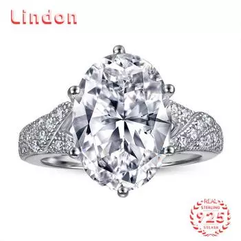 Классическое кольцо Lindon из стерлингового серебра 925 пробы с цирконом, женские украшения, свадебное обещание, подарок для вечеринки 5 серебряный
