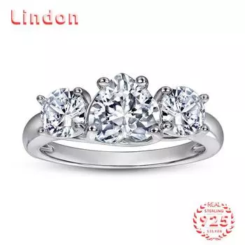 Классическое кольцо Lindon из стерлингового серебра 925 пробы с цирконом, женские украшения, свадебное обещание, подарок для вечеринки 5 серебряный