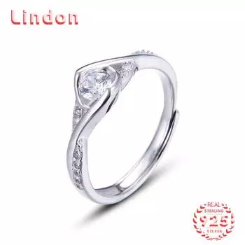 Классическое кольцо Lindon из стерлингового серебра 925 пробы с цирконом, женские ювелирные изделия, свадебный подарок для вечеринки серебряный