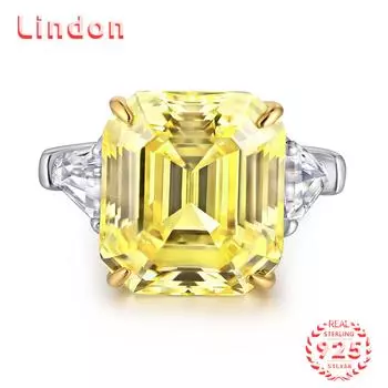 Классическое кольцо Lindon из стерлингового серебра 925 пробы с цирконом, женские ювелирные изделия, свадебный подарок для вечеринки 5 жёлтый
