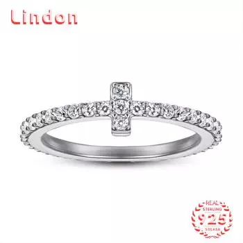 Классическое кольцо Lindon из стерлингового серебра 925 пробы с цирконом, женские ювелирные изделия, свадебный подарок для вечеринки 5 серебряный