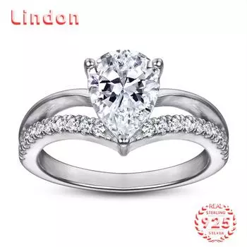 Классическое кольцо Lindon из стерлингового серебра 925 пробы с цирконом, женские ювелирные изделия, свадебный подарок для вечеринки 5 серебряный