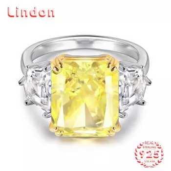 Классическое кольцо Lindon из стерлингового серебра 925 пробы с цирконом, женские ювелирные изделия, свадебный подарок для вечеринки 5 жёлтый