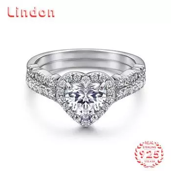 Классическое кольцо Lindon из стерлингового серебра 925 пробы с цирконом, женские ювелирные изделия, свадебный подарок для вечеринки 5 серебряный