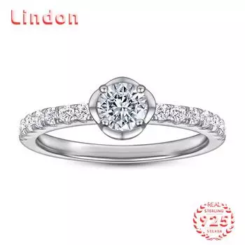 Классическое кольцо Lindon из стерлингового серебра 925 пробы с цирконом, женские ювелирные изделия, свадебный подарок для вечеринки 5 серебряный