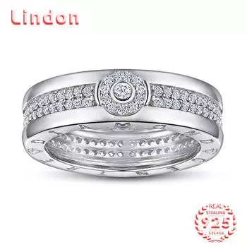 Классическое кольцо Lindon из стерлингового серебра 925 пробы с цирконом, ювелирные изделия для джентльменов, свадебное обещание, подарок для вечеринки 8 серебряный