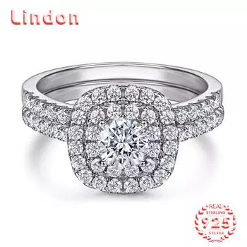 Классическое кольцо Lindon из стерлингового серебра 925 пробы с цирконом, женские ювелирные изделия, свадебный подарок для вечеринки 5 серебряный