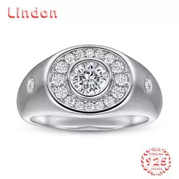 Классическое кольцо Lindon из стерлингового серебра 925 пробы с цирконом, женские украшения, свадебное обещание, подарок для вечеринки 5 серебряный