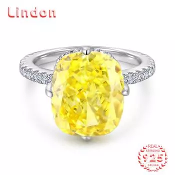 Классическое кольцо Lindon из стерлингового серебра 925 пробы с цирконом, женские ювелирные изделия, свадебный подарок для вечеринки 5 жёлтый