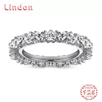 Классическое кольцо Lindon из стерлингового серебра 925 пробы с цирконом, женские ювелирные изделия, свадебный подарок для вечеринки 5 серебряный