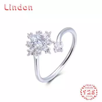 Классическое кольцо Lindon из стерлингового серебра 925 пробы с цирконом, женские ювелирные изделия, свадебный подарок для вечеринки серебряный