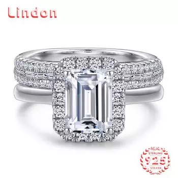 Классическое кольцо Lindon из стерлингового серебра 925 пробы с цирконом, женские ювелирные изделия, свадебный подарок для вечеринки 5 серебряный