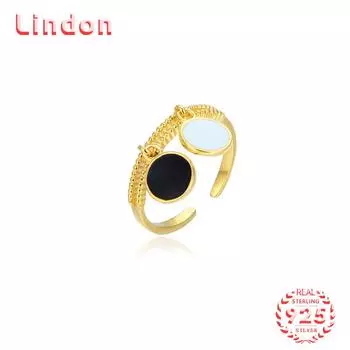 Классическое кольцо Lindon из стерлингового серебра 925 пробы с цирконом, женские ювелирные изделия, свадебный подарок для вечеринки золотой